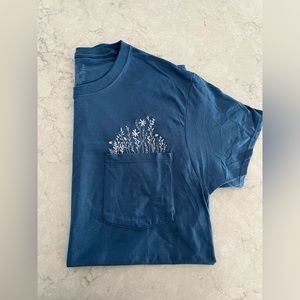 Floral Embroidered Tee with Pocket